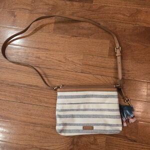Striped Crossbody Bag with Tassel